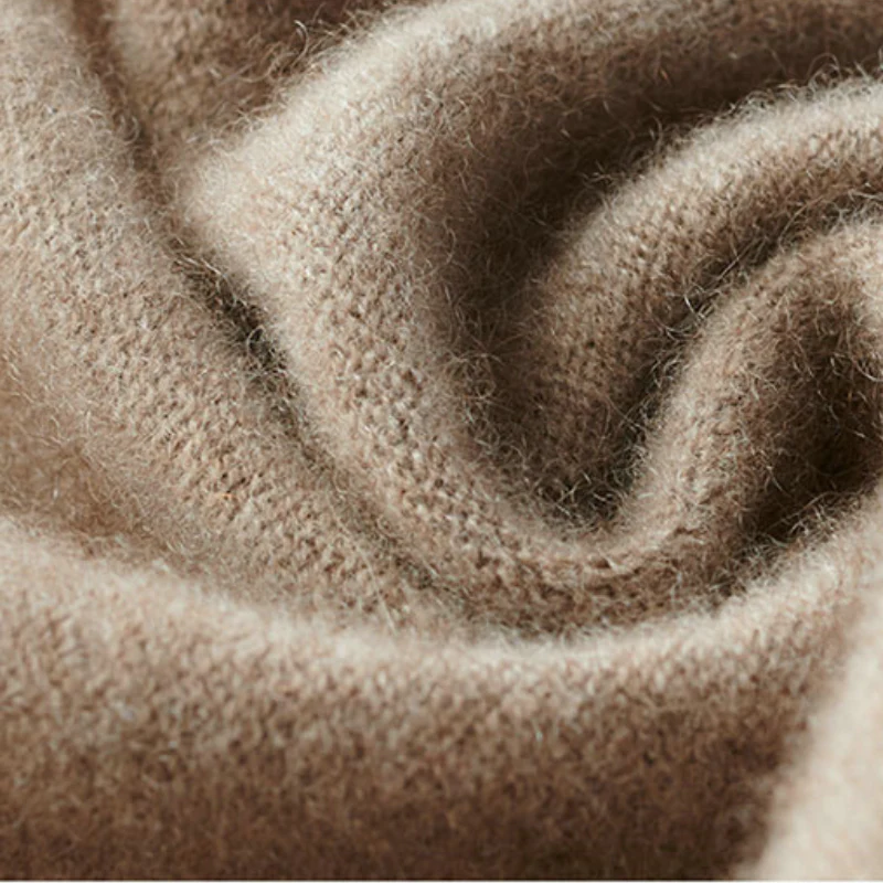 Alpina premium Merino wool shawl shown in tan, beige, black and red, oversized cut
