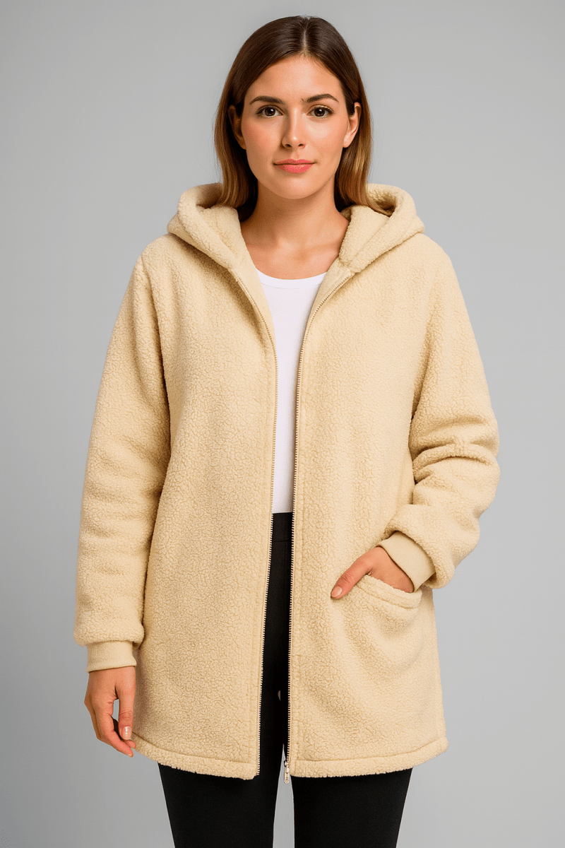 Jane soft teddy coat shown in several colours with a plush textured finish