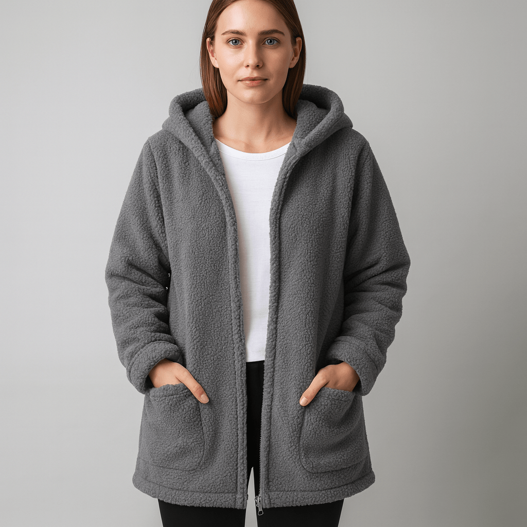 Jane soft teddy coat shown in several colours with a plush textured finish