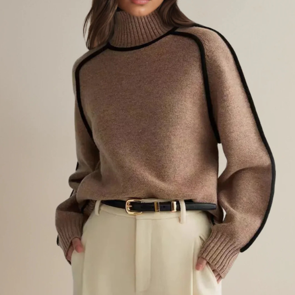 Aura cosy textured knit jumper shown in brown, white and grey colourways