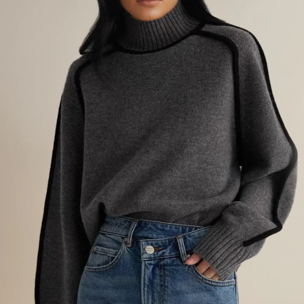 Aura cosy textured knit jumper shown in brown, white and grey colourways