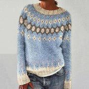 Petra cashmere jumper in soft knit, shown in pink and blue