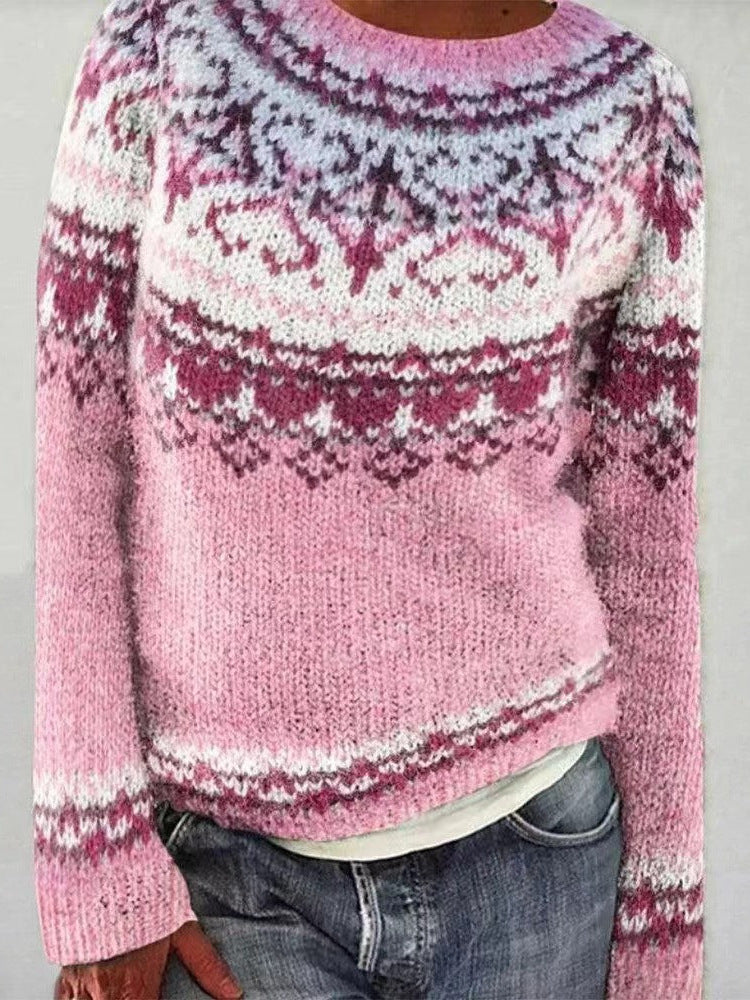 Petra cashmere jumper in soft knit, shown in pink and blue