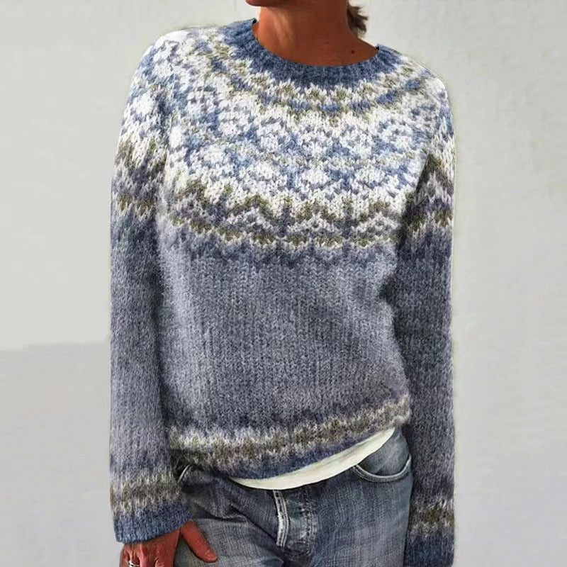 Petra cashmere jumper in soft knit, shown in pink and blue
