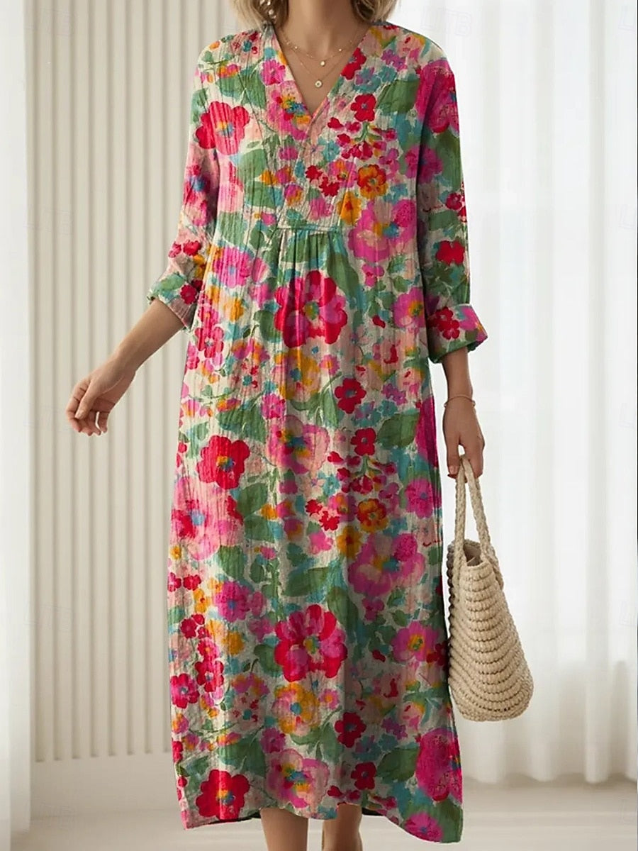Reda relaxed-fit floral everyday comfort dress with pockets