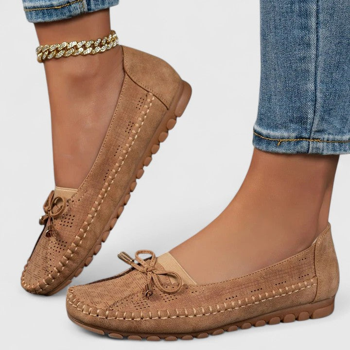 Comfortable slip-on everyday shoes shown in pink, beige and brown tones
