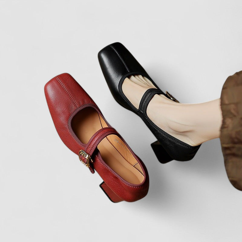 Hyreanne | Block Heel Mary Janes with Adjustable Strap