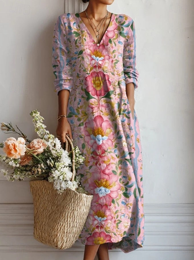 Kelly everyday comfortable dress in multicolour with a loose, flattering silhouette and pockets