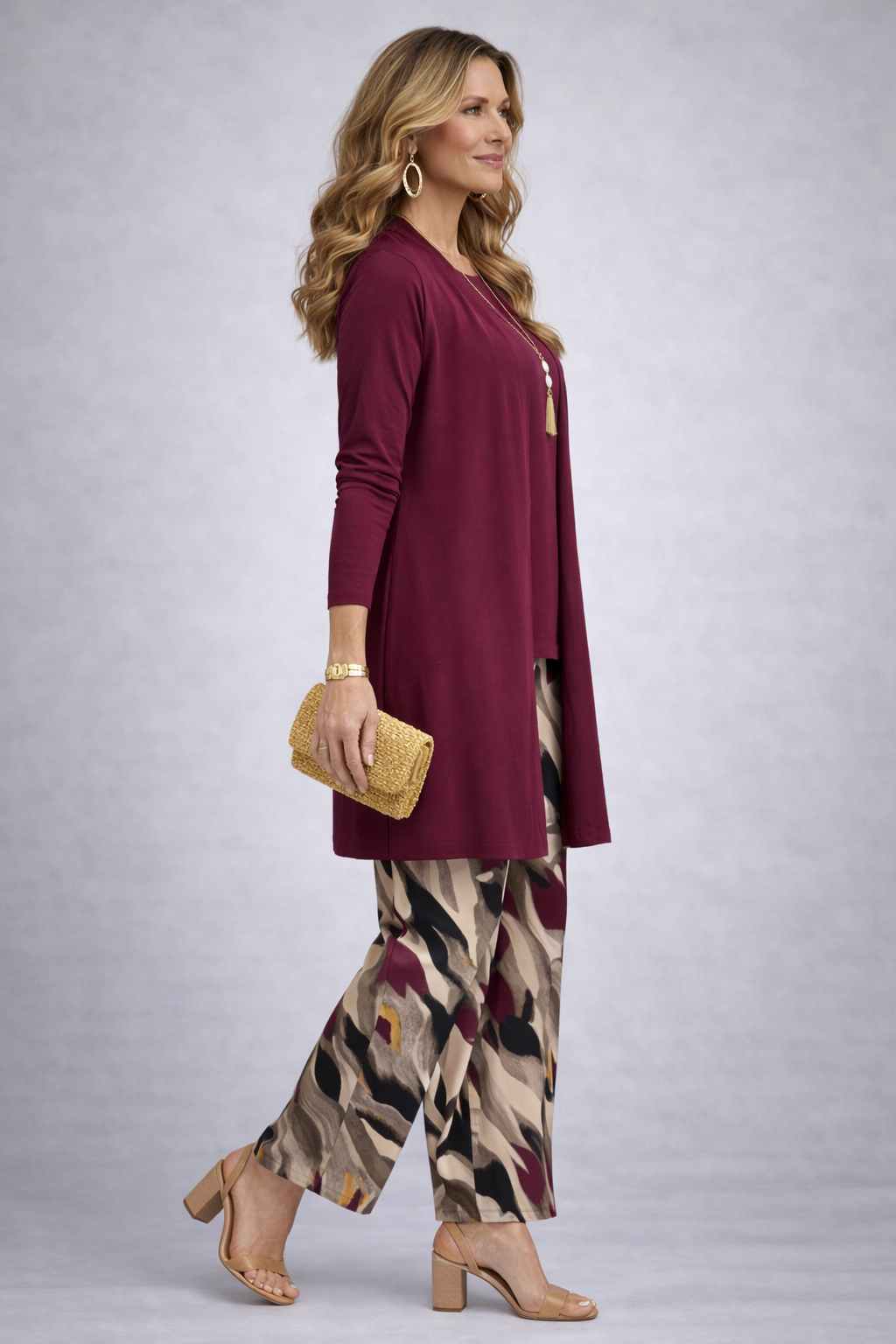 Fiamma purple three-piece coordinated set for women