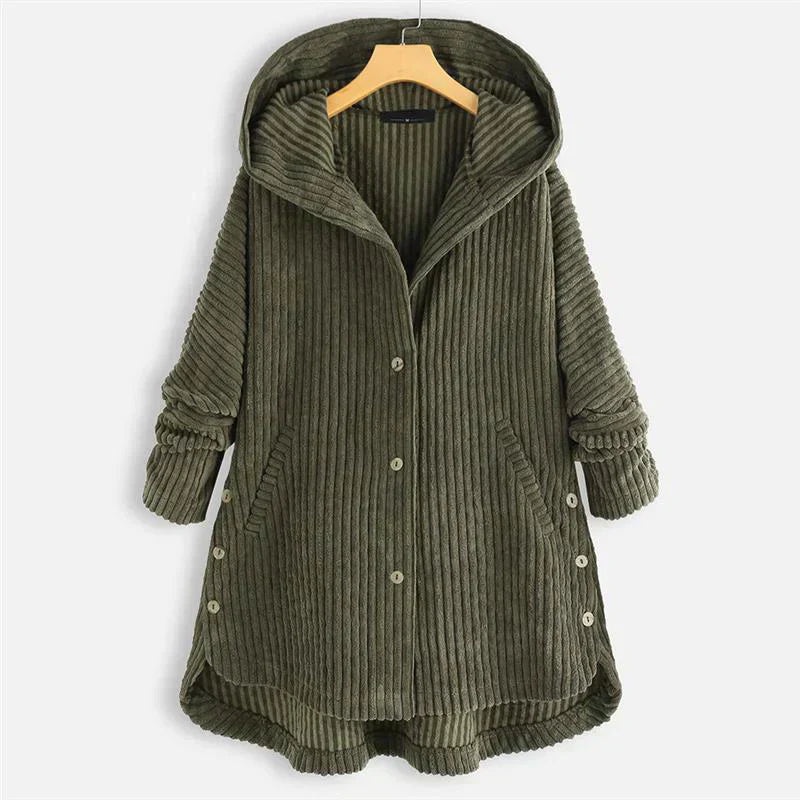 Niah cozy hooded coat with tailored cut, shown in a neutral colourway