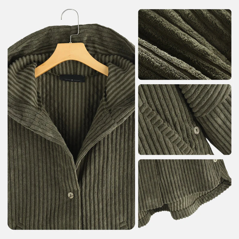 Niah cozy hooded coat with tailored cut, shown in a neutral colourway