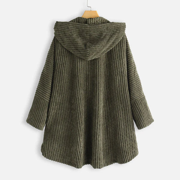 Niah cozy hooded coat with tailored cut, shown in a neutral colourway