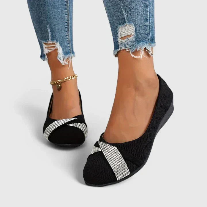 Black comfortable everyday slip-on shoes for women