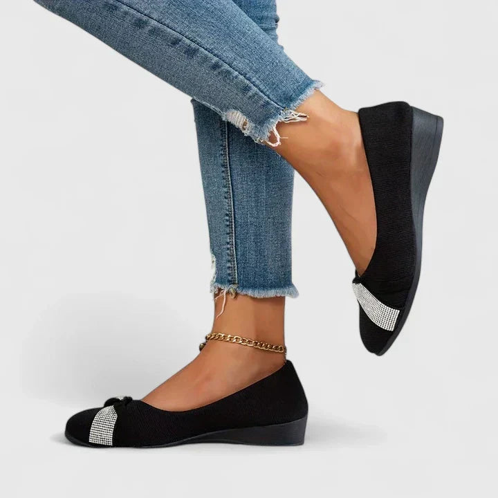 Black comfortable everyday slip-on shoes for women