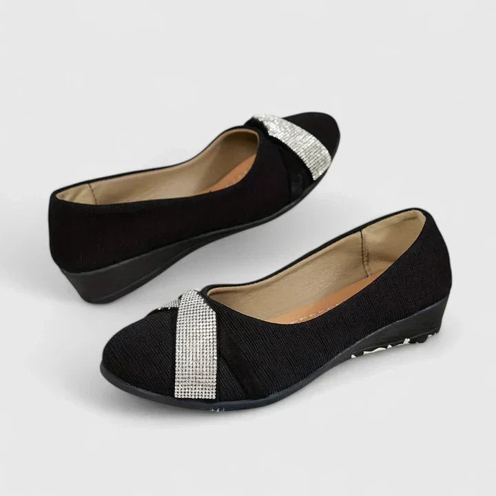 Black comfortable everyday slip-on shoes for women