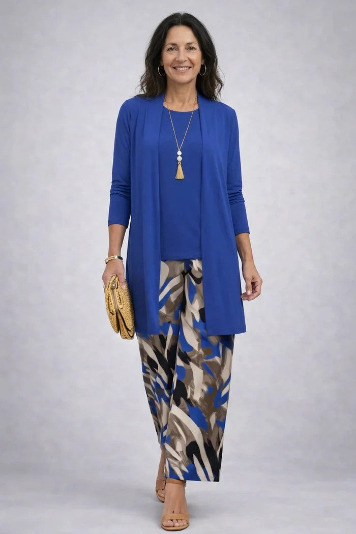 Margaret coordinated green three-piece set styled together for an effortless everyday look