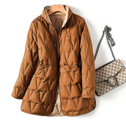 Doutzen trendy warm winter coat shown in a stylish everyday look