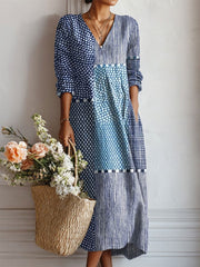 Esra blue everyday comfort dress with a relaxed flattering silhouette and pockets