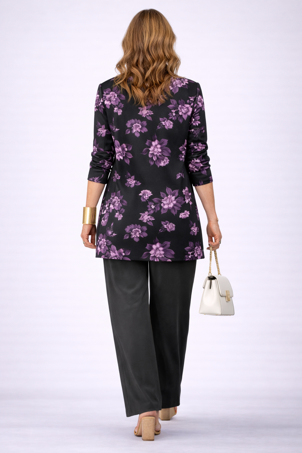 Helia black coordinated three-piece set styled for a versatile day-to-night look