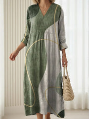 Lara green everyday comfort dress with a loose silhouette and practical pockets